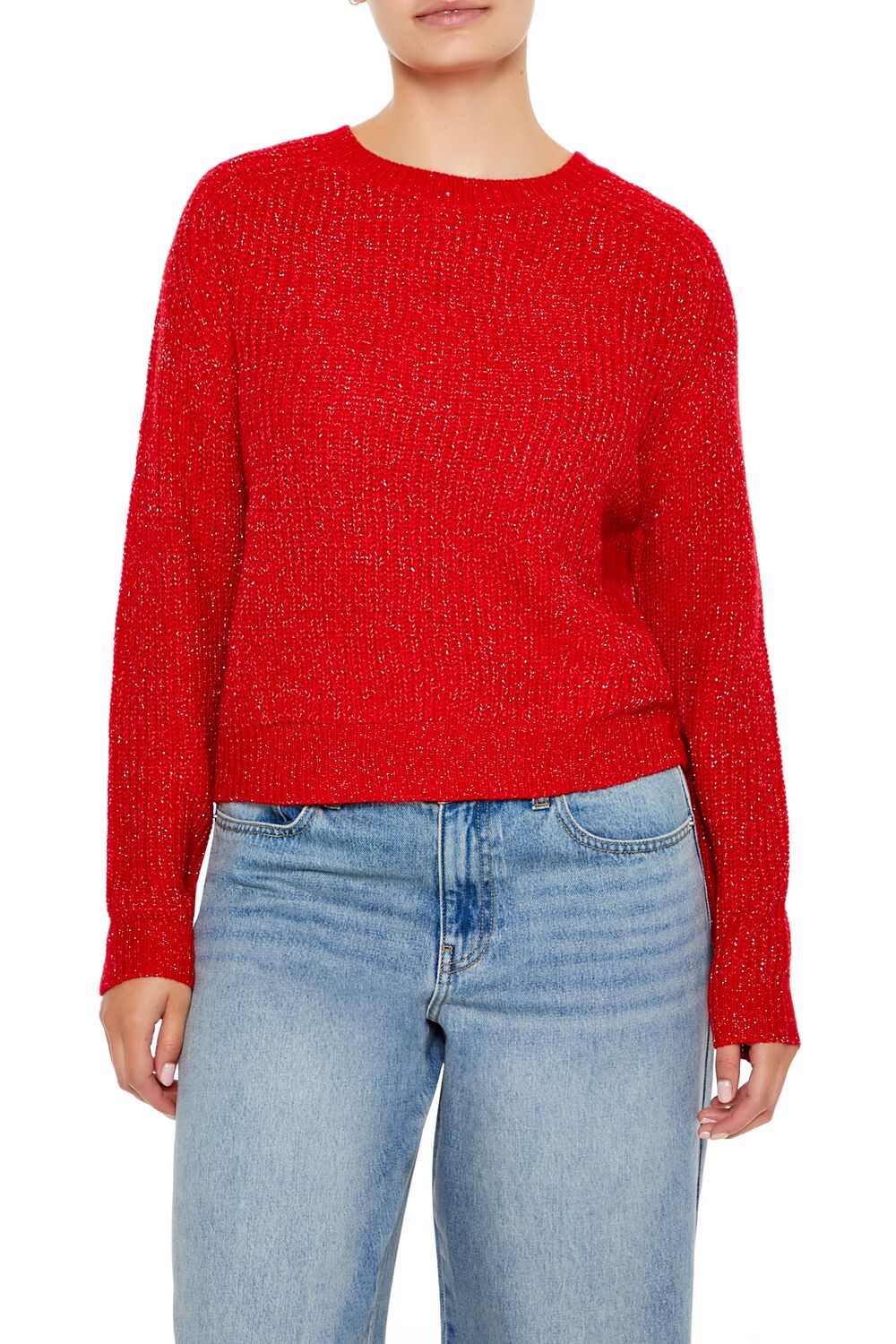Metallic Knit Raglan Sweater