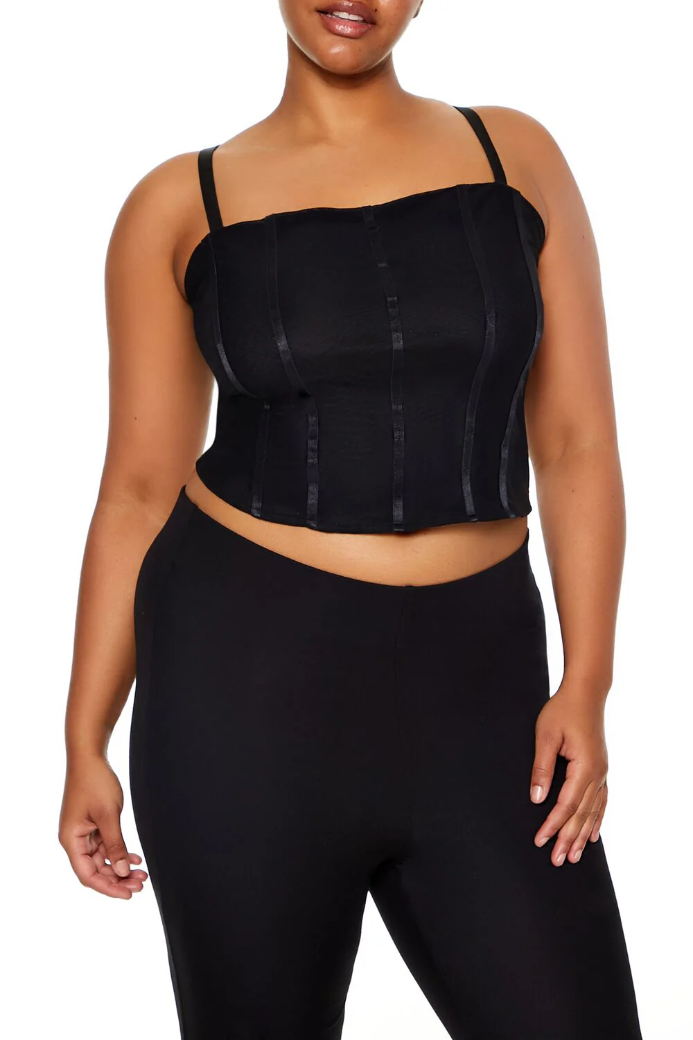 Plus Size Lace-Up Cropped Cami