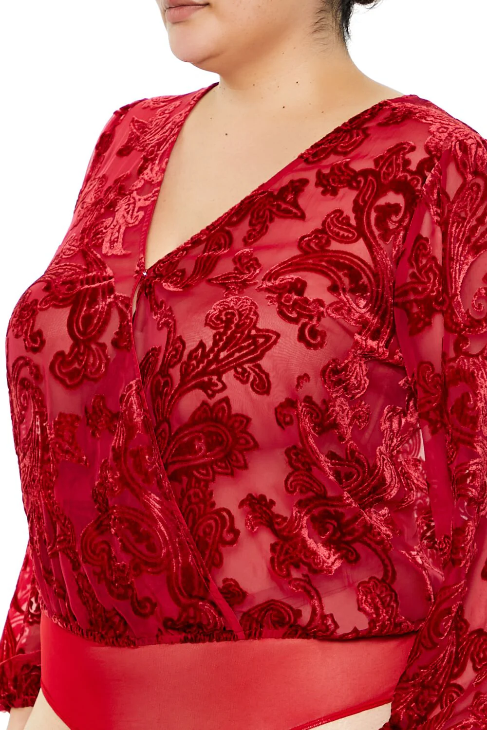 Plus Size Sheer Burnout Bodysuit - Image 4