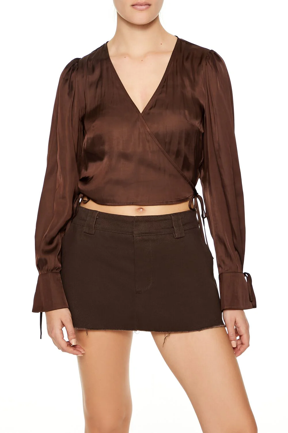 Tie-Front Wrap Crop Top
