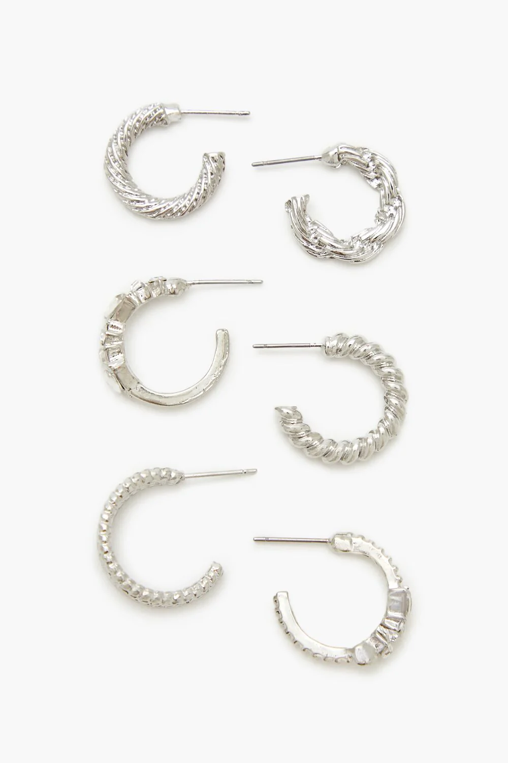 Twisted Rhinestone Hoop Earring Set - Image 2