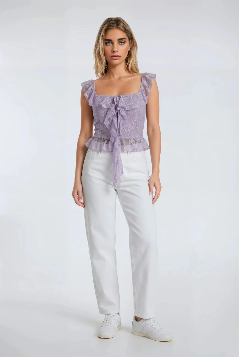 Ruffle Lace Cropped Top