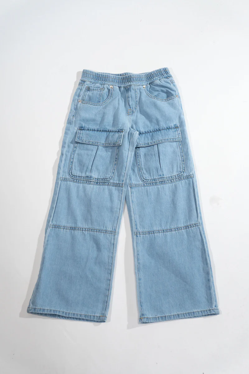 Kids Wide-Leg Utility Denim Pants