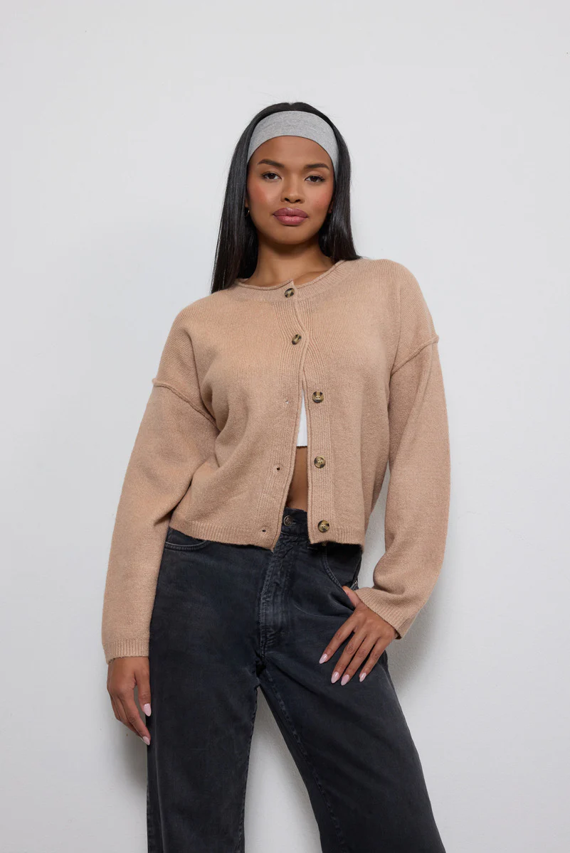 Button-Front Knit Cardigan