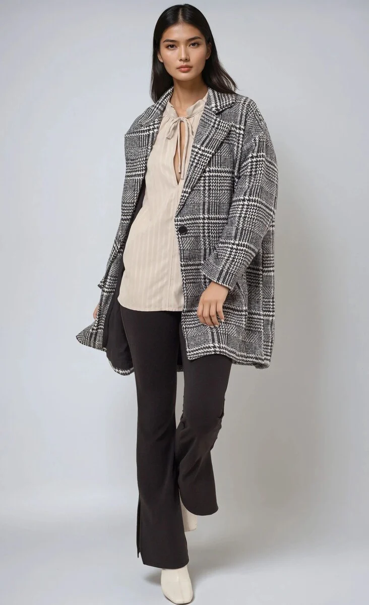 Glen Plaid Oversized Coat