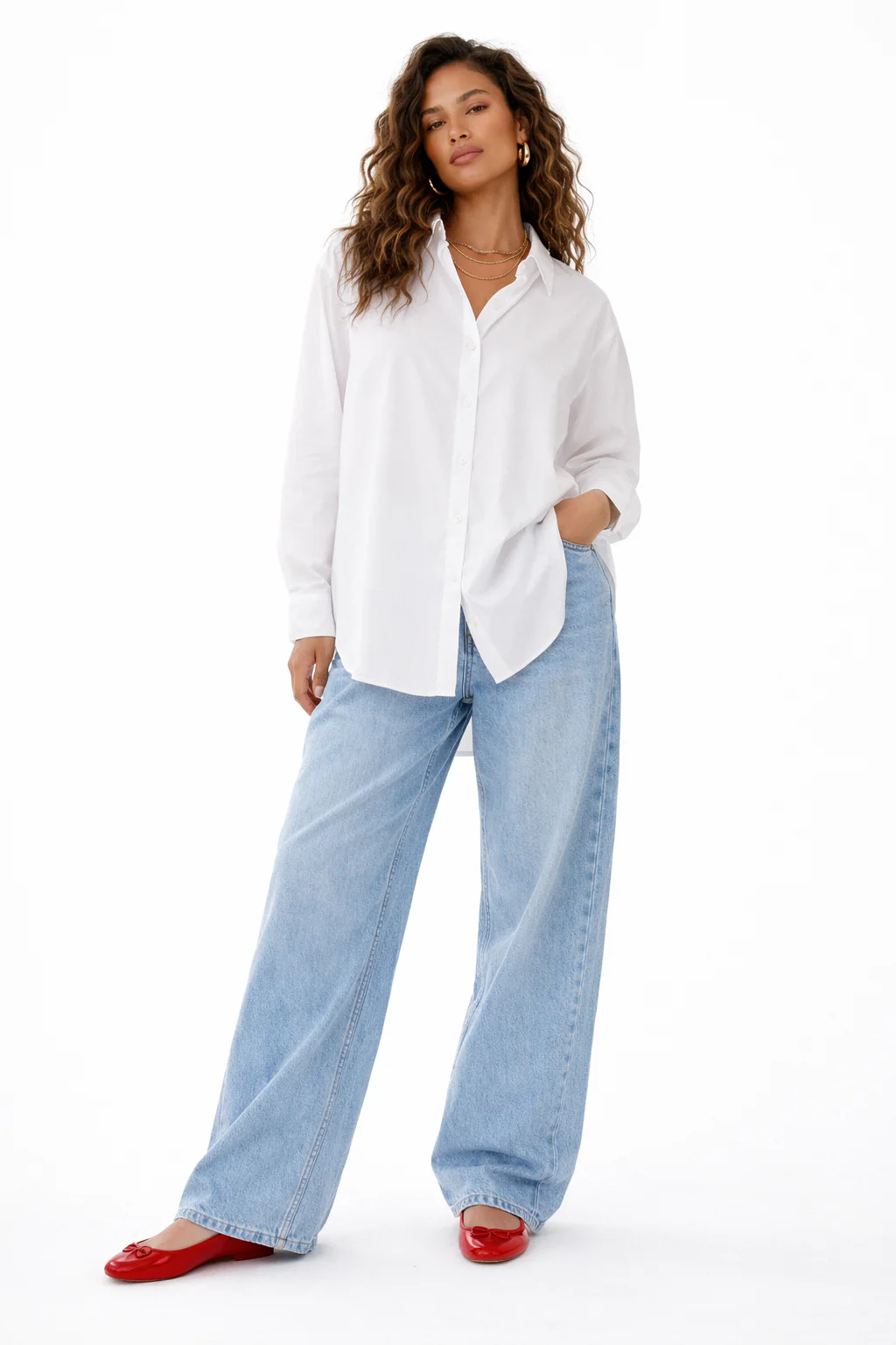 LONG SLEEVE OVERSIZED POPLIN TOP