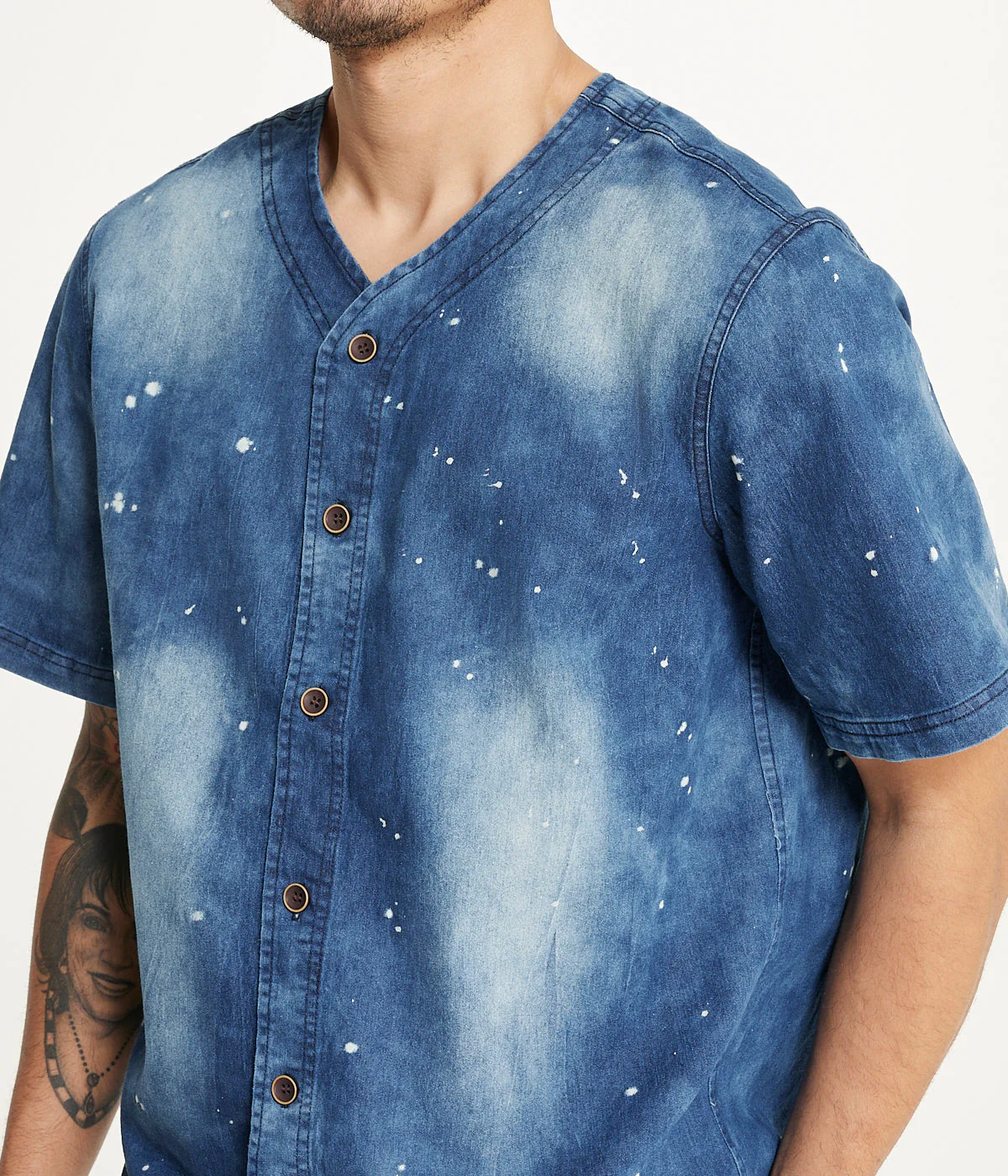 Brooklyn Laundry Men's Baseball Denim Shirt Denim Bleach - Image 3