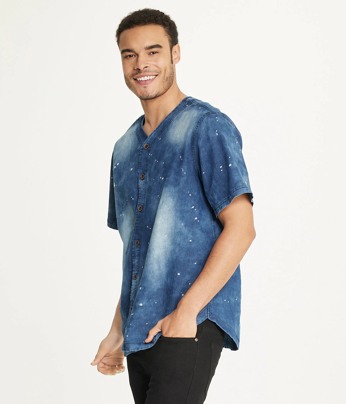 Brooklyn Laundry Men's Baseball Denim Shirt Denim Bleach - Image 4