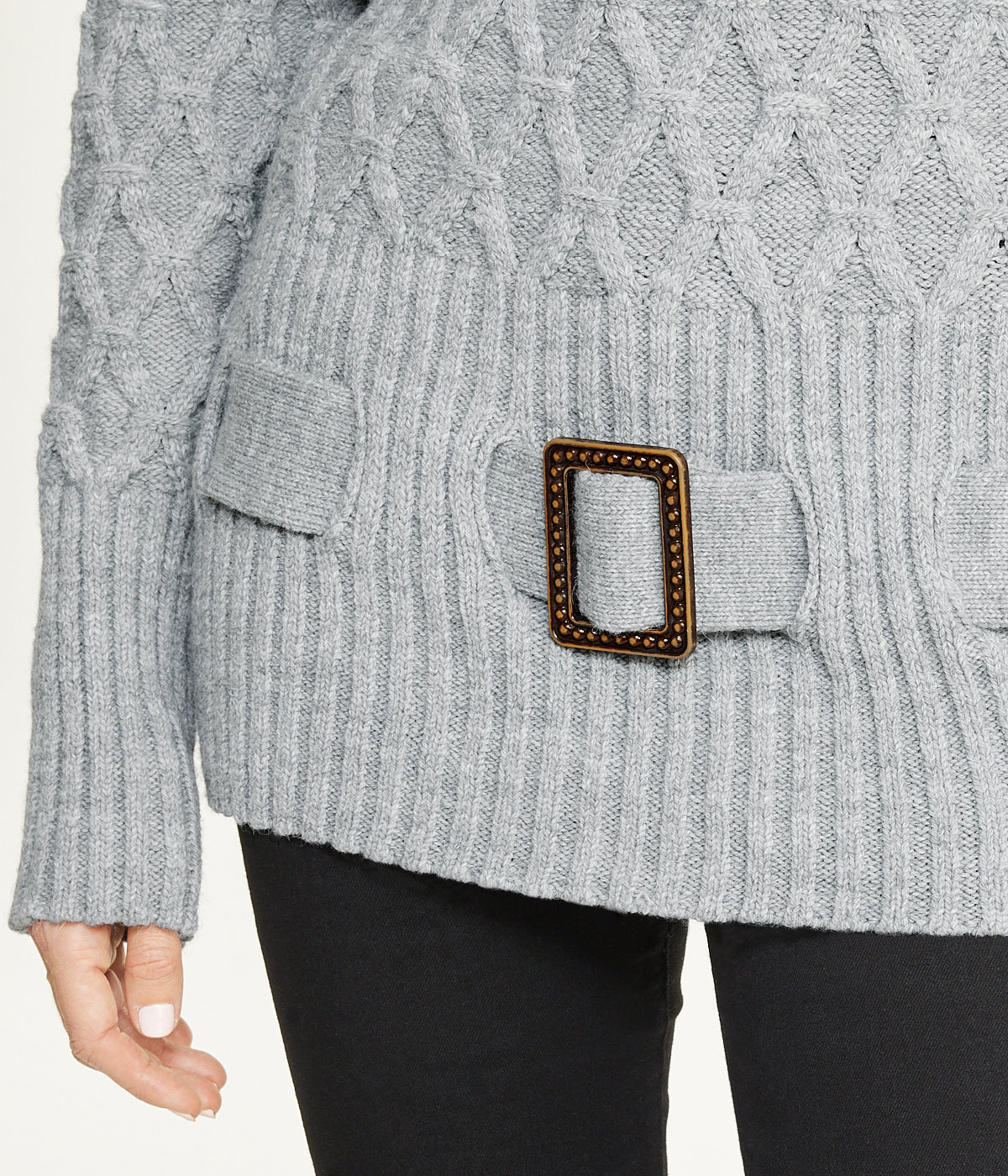 Diamond Belted Tunic Sweater - Image 4