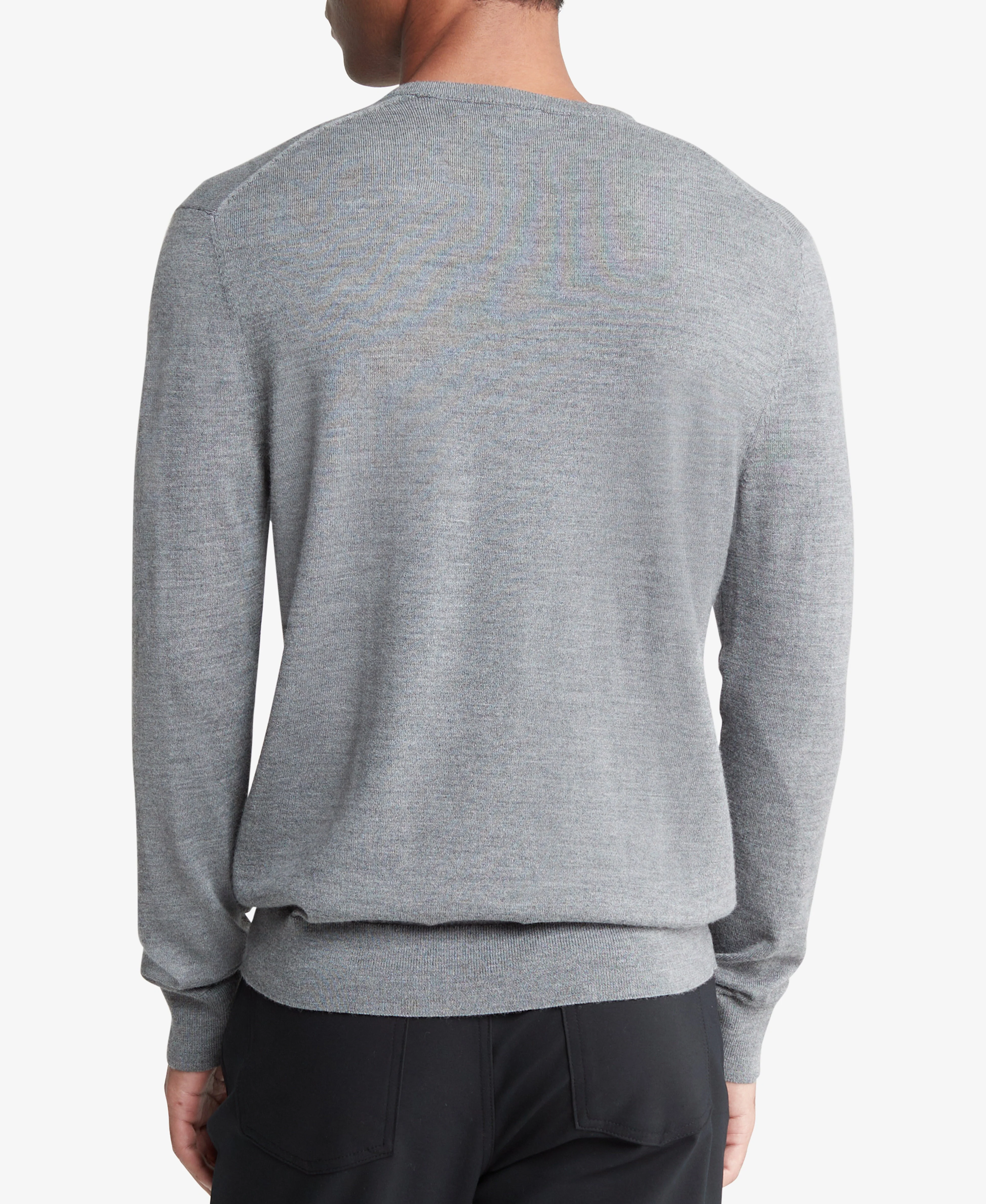 Long Sleeve Solid Extrafine Merino Crew 14Gg Gray - Image 3