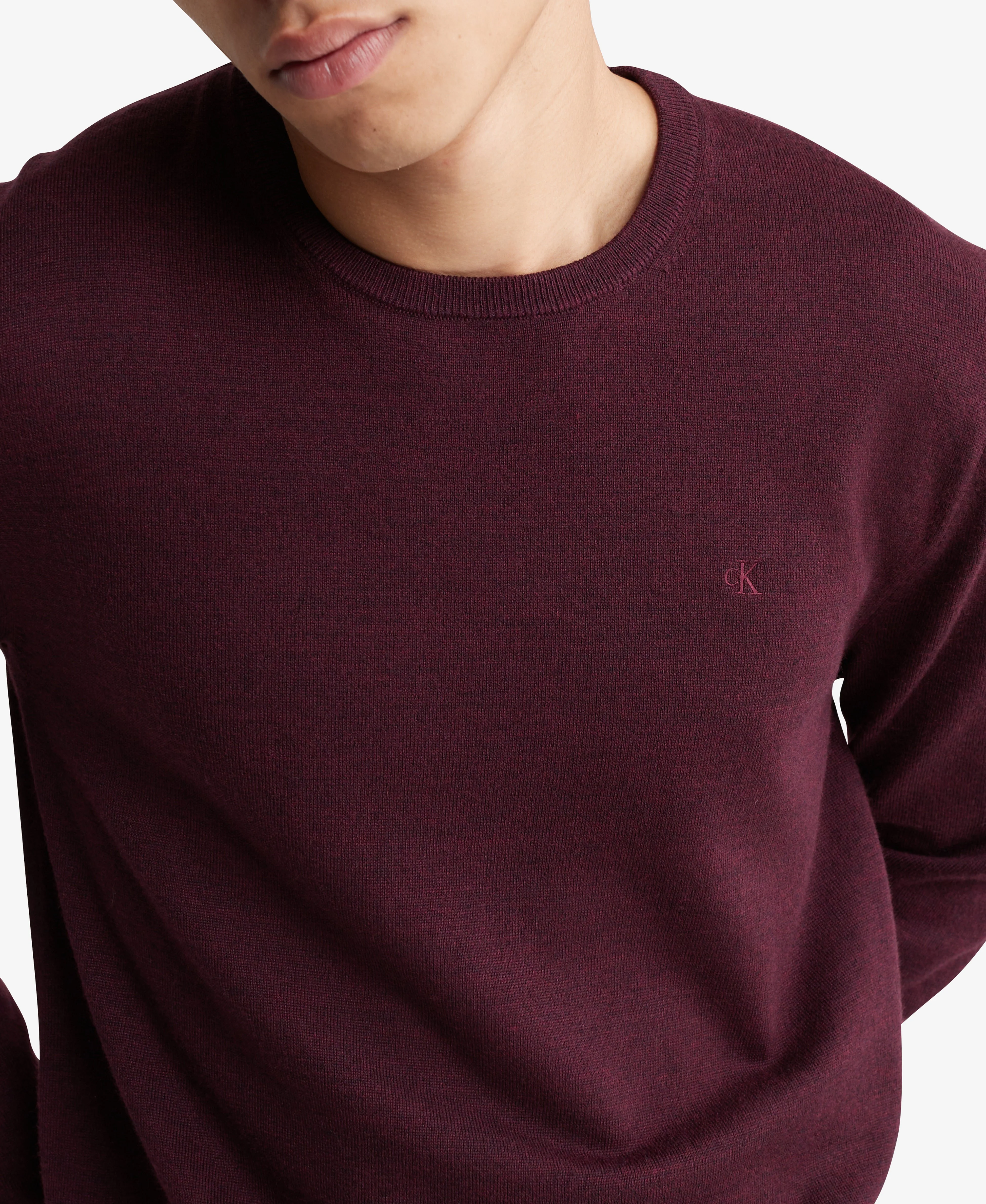 Long Sleeve Solid Extrafine Merino Crew 14Gg Red - Image 5