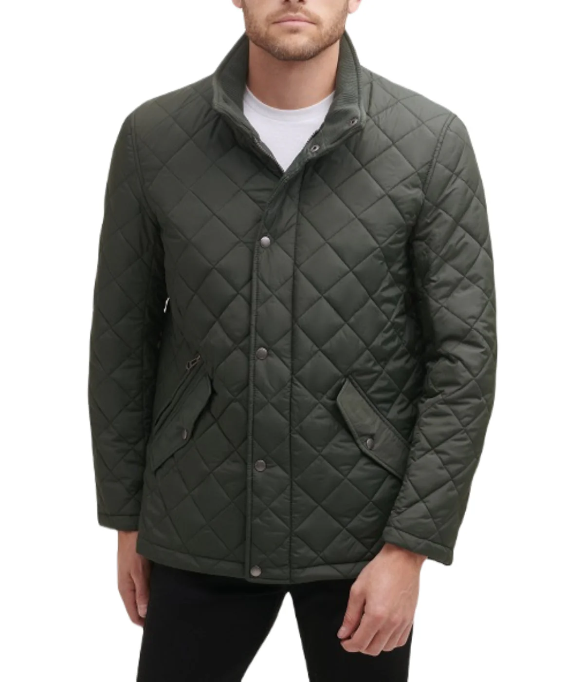 Mens Quilted Barn Coat Dark Green