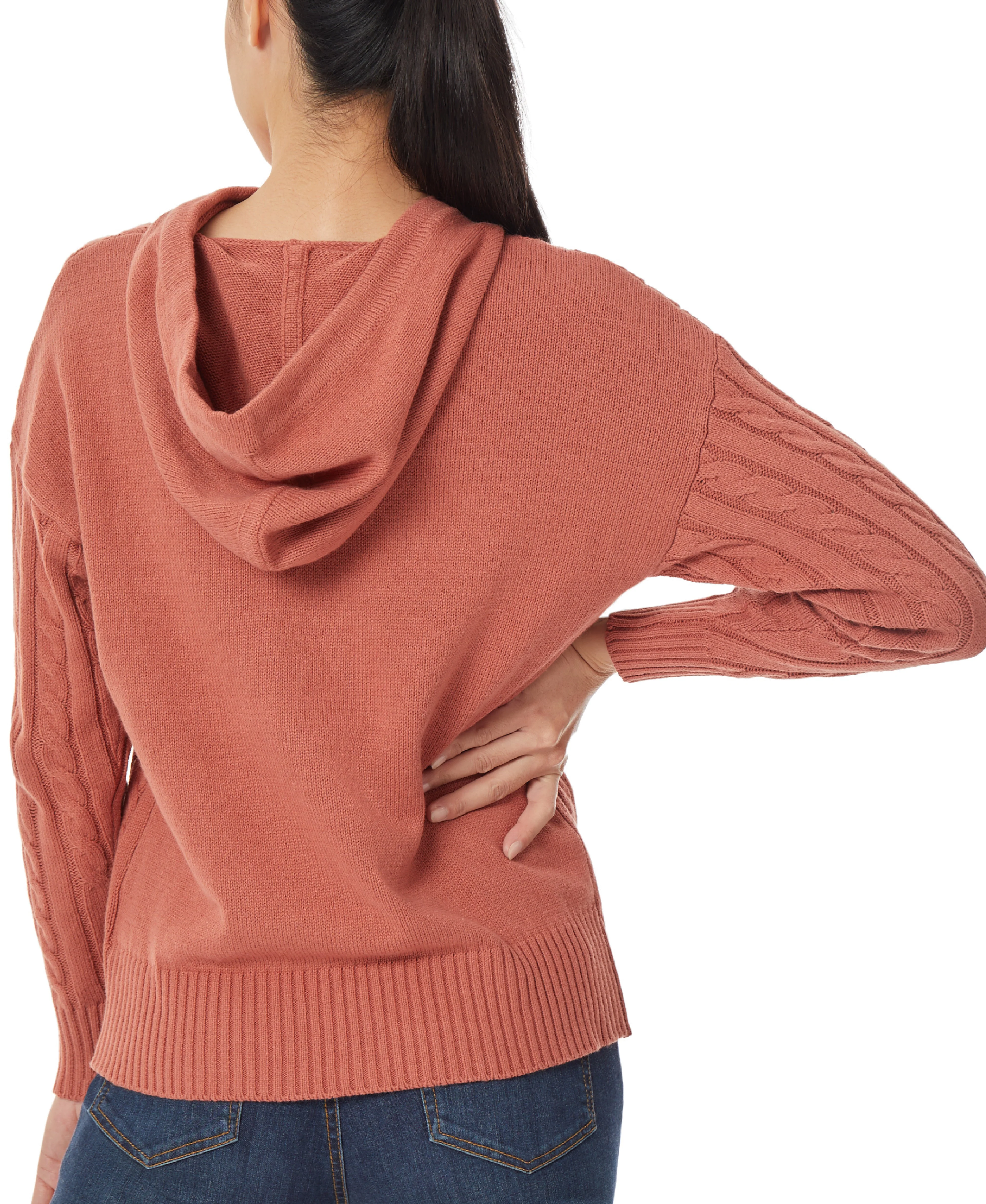 Pullover Cable Knit Hoodie - Image 3